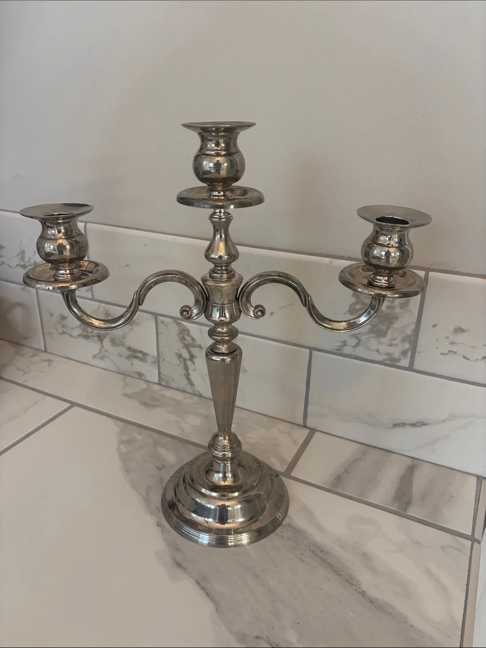 Vintage 3-Arm Silver- Plated Candelabra - Home Accents
